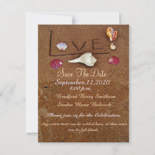 Muscheln & Liebe am Strand Sonderhochzeit Rettete  Save The Date