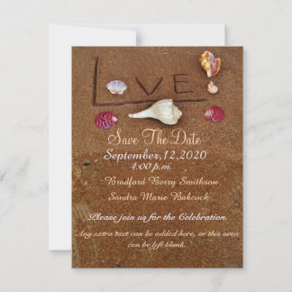 Muscheln & Liebe am Strand Sonderhochzeit Rettete Save The Date