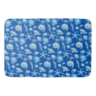 Muscheln. Maritim. Blau. Badematte