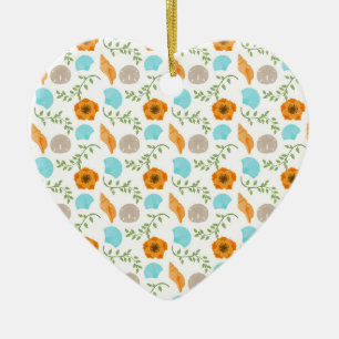 Muscheln Meeresschnecke Orange Blume Grüne Blätter Keramik Ornament