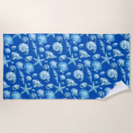 Muscheln. Nautisch. Blau Strandtuch