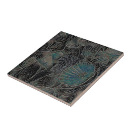 Muscheln Ocean Beach Aquamarin Black Art Nautic Fliese