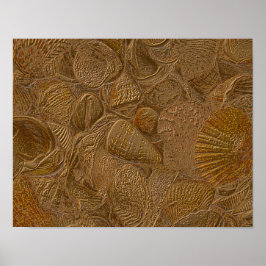 Muscheln Ocean Beach Gold Elegantes Design Poster