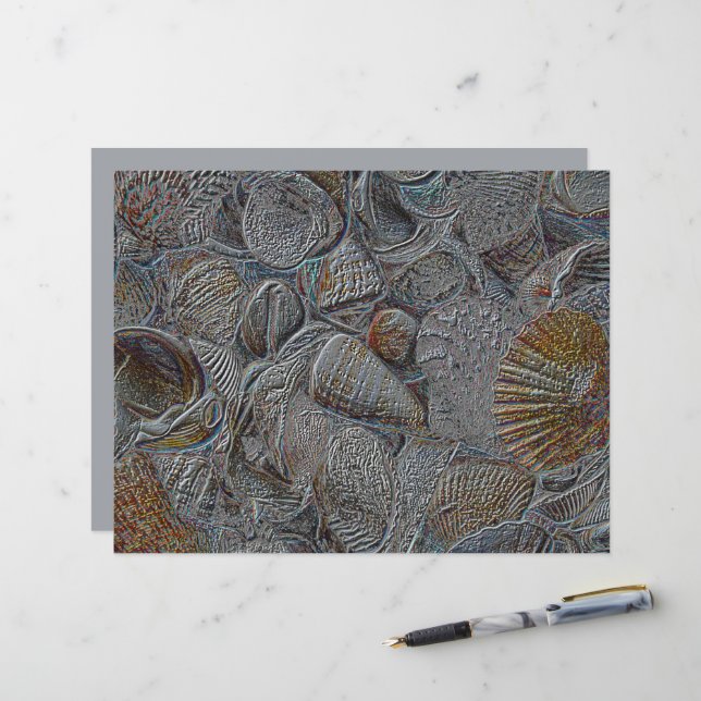 Muscheln Ocean Beach Gray Gold Silver Decoupage (Vorderseite/Rückseite Beispiel)