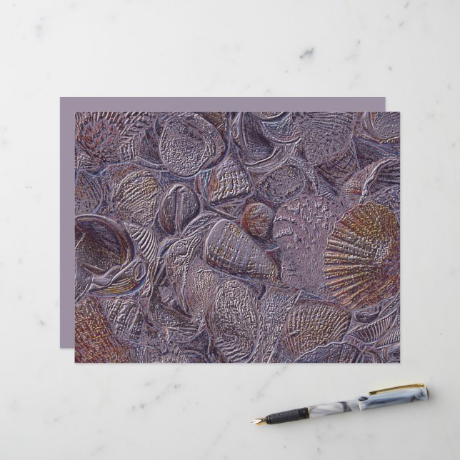 Muscheln Ocean Beach Lila Metallic Design (Vorderseite/Rückseite Beispiel)