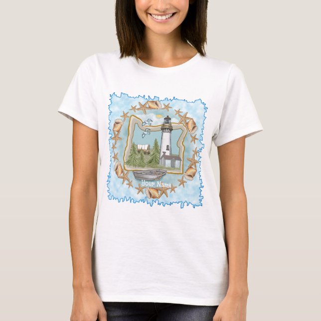 Muscheln Oregon Lighthouse T - Shirt (Vorderseite)