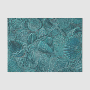Muscheln Ozean Strand Teal Metallic Stil Seidenpapier
