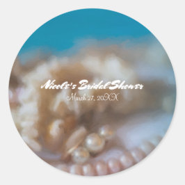 Muscheln & Perlen Elegantes Gastgeschenk am Strand Runder Aufkleber