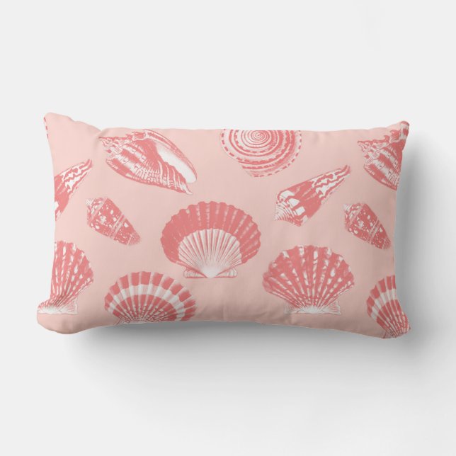 Muscheln - rosa und weiß lendenkissen (Vorderseite)
