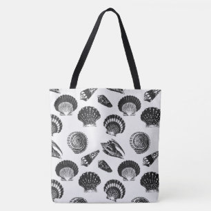 Muscheln - schwarz-weiß auf weißem Hintergrund Tasche