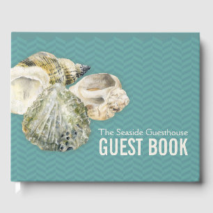 Muscheln sind aquamarine Zickzack Gästebuch