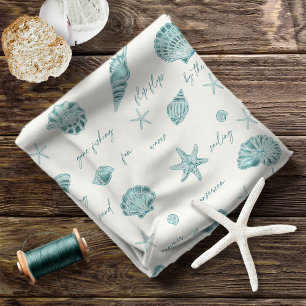 Muscheln Starfish Sun Fun Text Aquamarin ID918 Stoff