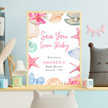 Muscheln Strand Meer sehen dich bald Baby Shower