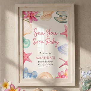 Muscheln Strand Meer sehen dich bald Baby Shower Poster