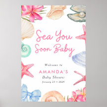 Muscheln Strand Meer sehen dich bald Baby Shower