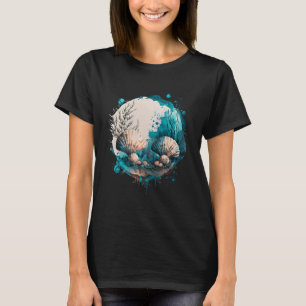 Muscheln Strandkorallenstrand Wasserfarbe Küste 1 T-Shirt