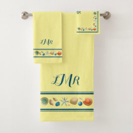 Muscheln & Streifen Badetuch Set