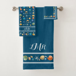 Muscheln & Streifen Badetuch Set