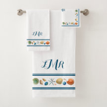 Muscheln & Streifen Badetuch Set