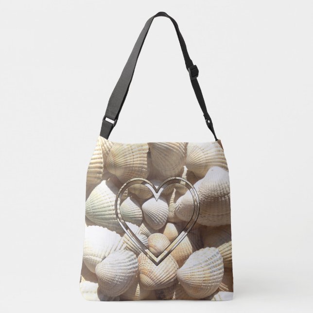 Muscheln Summer Beach Life Seashells Herz Tragetaschen Mit Langen Trägern (Rückseite)