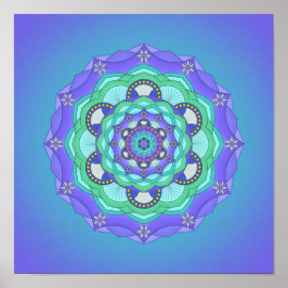 Muscheln und Blume Lila Aquamarines grünes Mandala Poster
