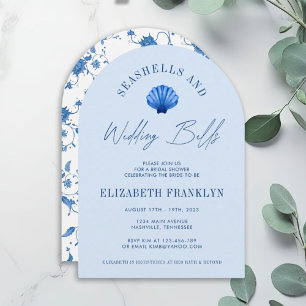 Muscheln und Hochzeitsglocken Küsten- BRIDAL SHOWE Einladung