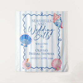 Muscheln und Hochzeitsglocken Preppy Brautparty Wandteppich