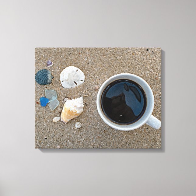 Muscheln und Kaffee Leinwanddruck (Vorderseite)