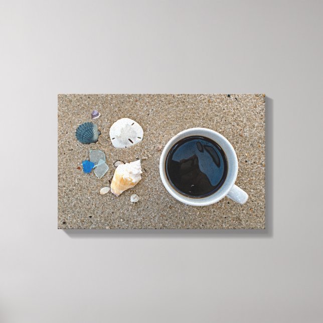 Muscheln und Kaffee Leinwanddruck (Vorderseite)