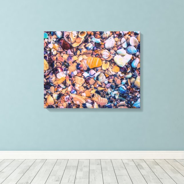Muscheln und Kies Leinwanddruck (Insitu (Holzboden))