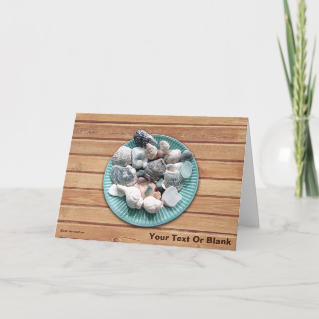 Muscheln und Meerglas Karte (Vorderseite)