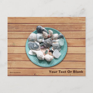 Muscheln und Meerglas Postkarte