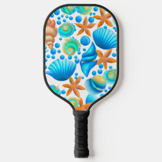 Muscheln und Muster des Starfish Ozeans Pickleball Schläger