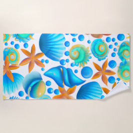 Muscheln und Muster des Starfish Ozeans Strandtuch