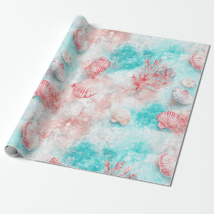 Muscheln und Ozeanwellen-Muster (14) Geschenkpapier