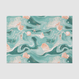 Muscheln und Ozeanwellen-Muster (6) Seidenpapier