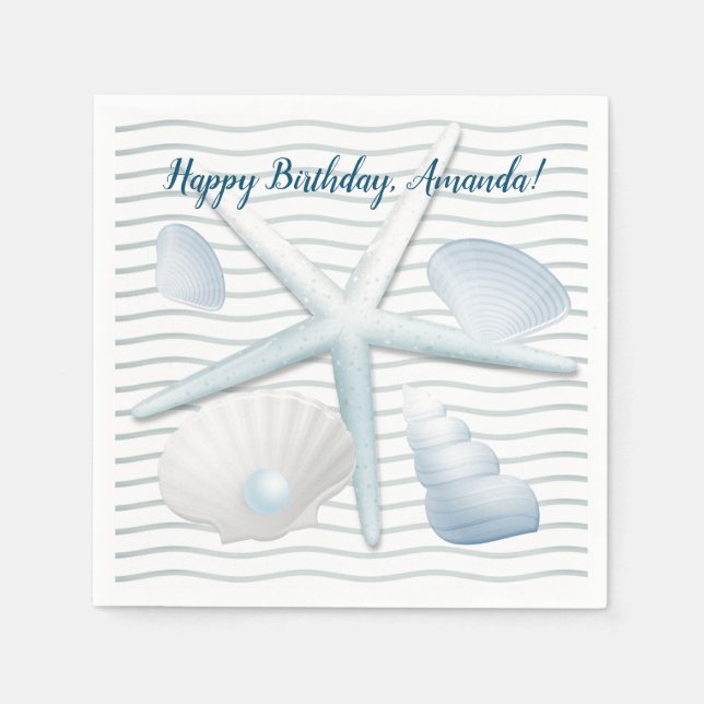 Muscheln und Perlen Serviette (Vorderseite)