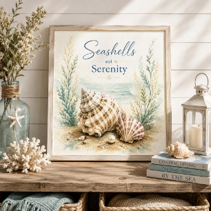 Muscheln und Ruhe Badezimmer-Wandkunst Leinwanddruck