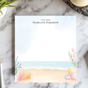 Muscheln und Sandstrand - Personalisierter Name Notizblock