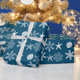 Muscheln und Schneeflocken Geschenkpapier