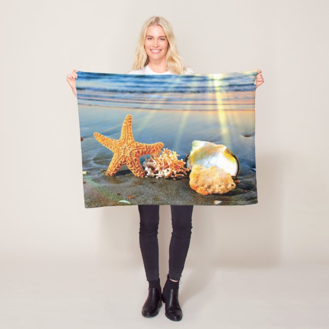 Muscheln und Seestern am Strand Fleecedecke (Beispiel)
