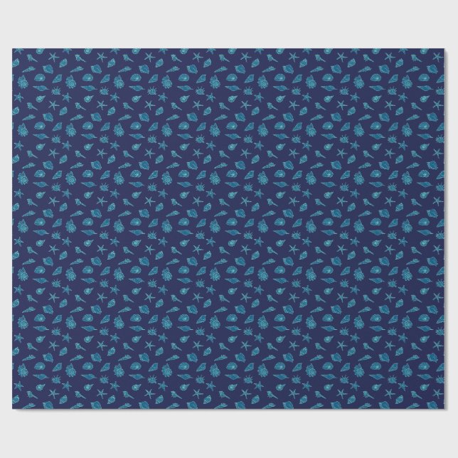 Muscheln und Seesterne Geschenkpapier (Flach)