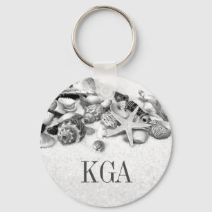 Muscheln und Starfish Mit Monogramm Schlüsselanhänger