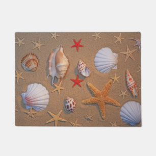 Muscheln und Starfish vereinbart auf Sand Fußmatte