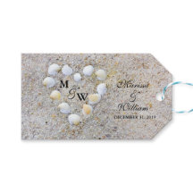 Muscheln und Tags der Gastgeschenk Hochzeit "Sandh