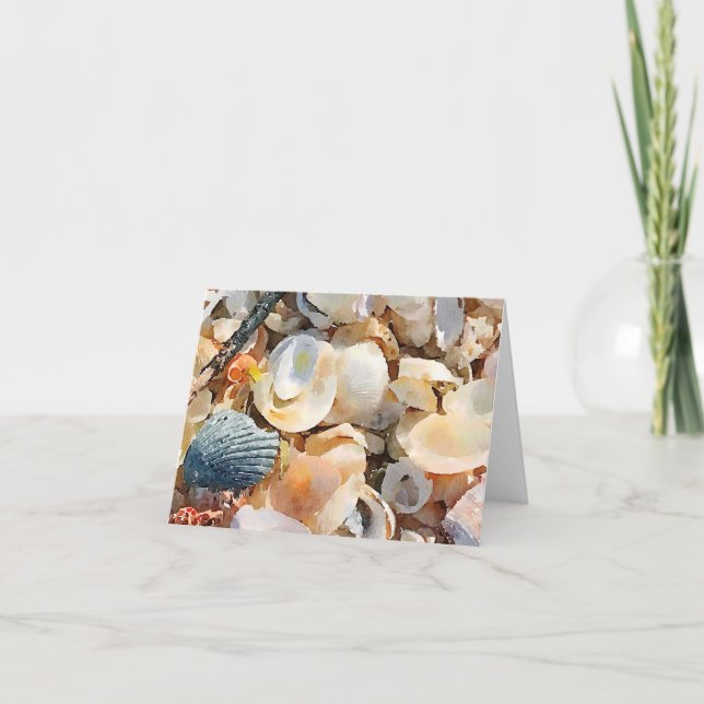 Muscheln und Treibholz am Strand Sand Karte (Vorderseite)