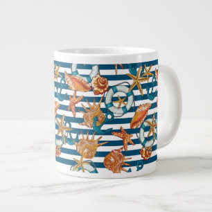 Muscheln und Verankerungsmuster Jumbo-Tasse