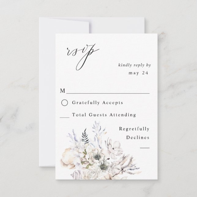 Muscheln und Weißblumen, Mehl UAWG 3 RSVP Karte (Vorderseite)