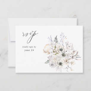 Muscheln und Weißblumen, Mehl UAWG 3 RSVP Karte