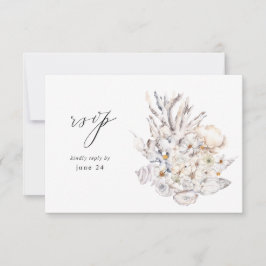 Muscheln und Weißblumen, Mehl UAWG 4 RSVP Karte